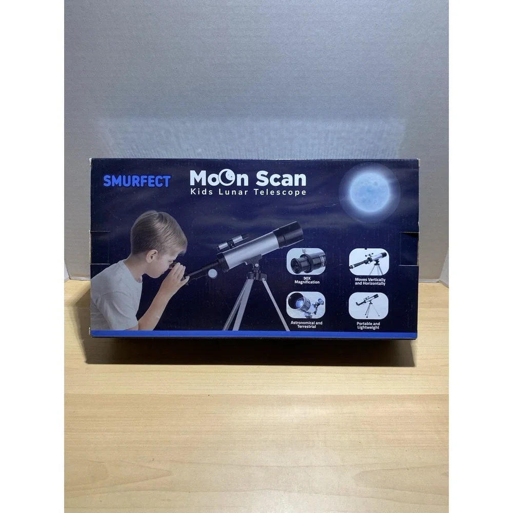 Moon Scan Kids Lunar Telescope • Portable Tripod 90x Magnification New In Box